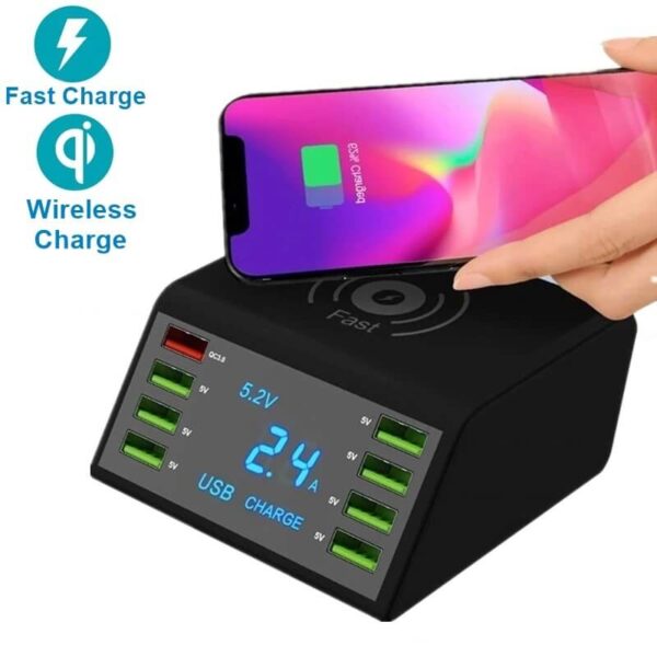 8 USB MULTI PORT AND WIRELESS CHARGER