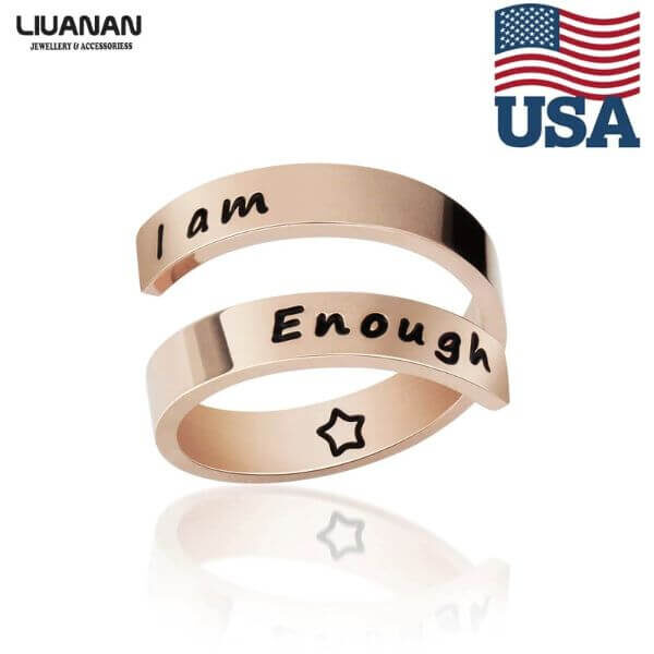 ADJUSTABLE I AM ENOUGH STAINLESS STEEL RING