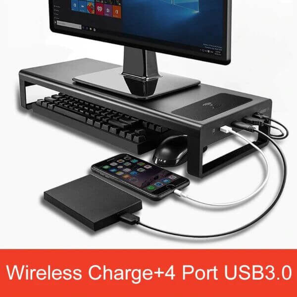 WIRELESS CHARGING MONITOR STAND WITH USB HUBS