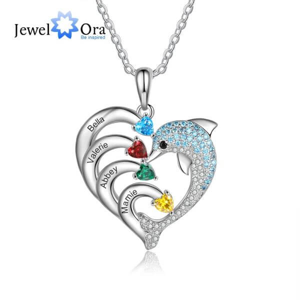 PERSONALIZED HEART DOLPHIN NECKLACE