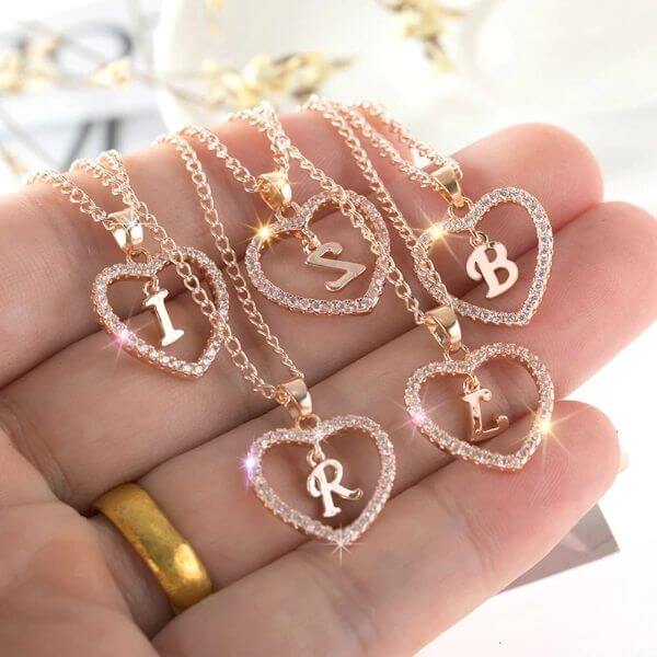 HEART A-Z INITIAL LETTER NECKLACE