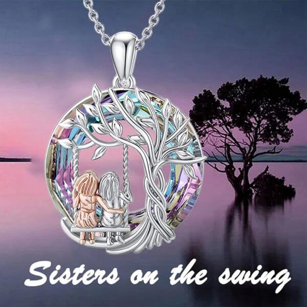 TREE OF LIFE SISTERS CRYSTAL PENDANT NECKLACE