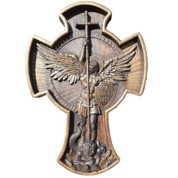 ARCHANGEL MICHAEL SOLID WOOD CARVING GIFT