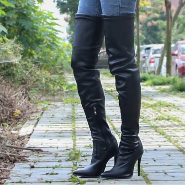 PU LEATHER OVER-THE-KNEE BOOTS
