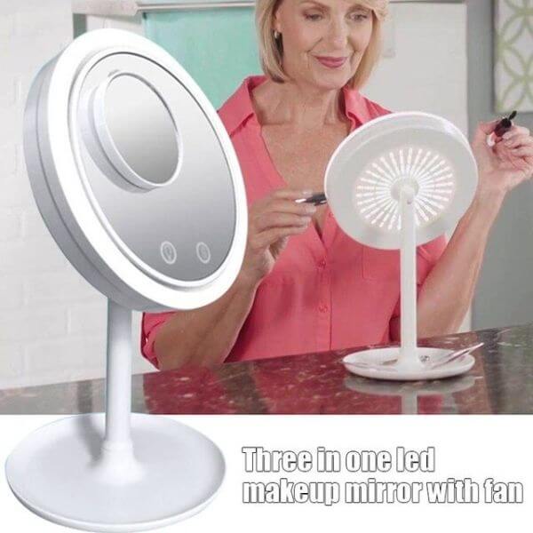 3-IN-1 LED MAKEUP MIRROR WITH FAN