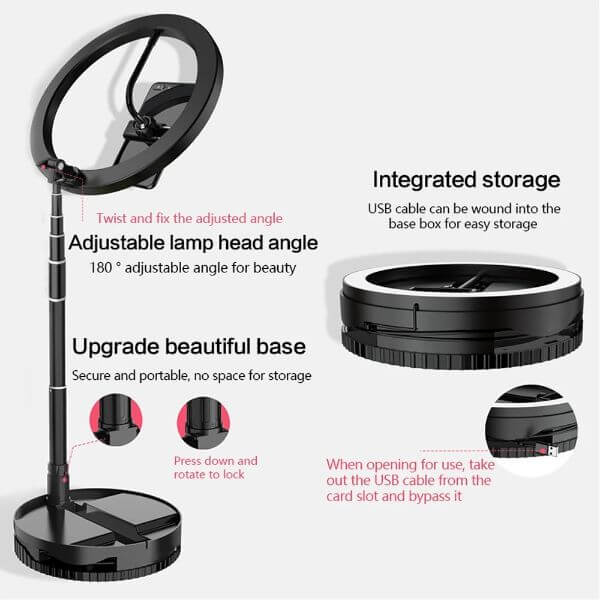 FOLDABLE LED RING LIGHT WITH STAND