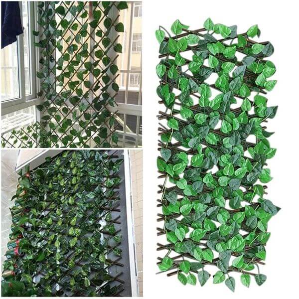 ARTIFICIAL DECORATIVE FENCE WITH LEAVES