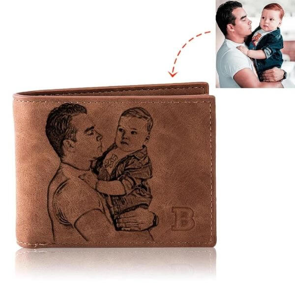 PERSONALIZED PHOTO GENUINE LEATHER MEN’S TRIFOLD WALLET