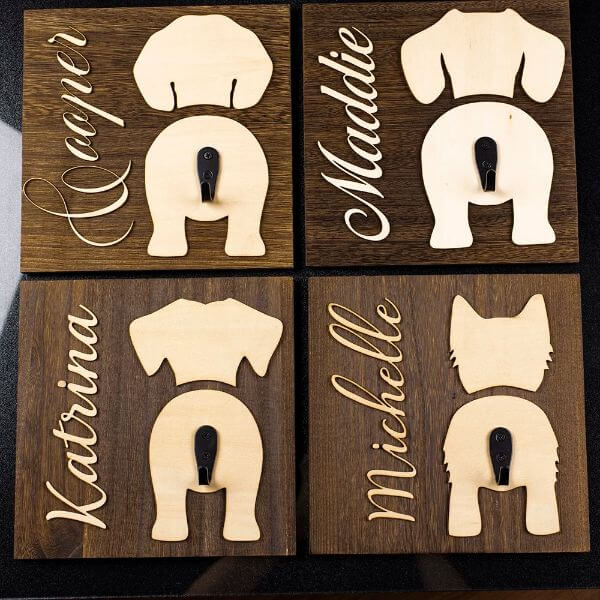 PERSONALIZED WOODEN DOG LEASH HOOK