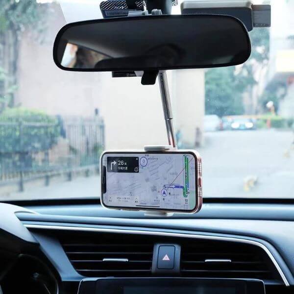 REARVIEW MIRROR PHONE HOLDER