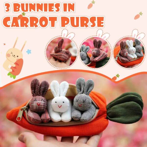 HIDE AND SEEK BUNNIES AND CARROT POUCH