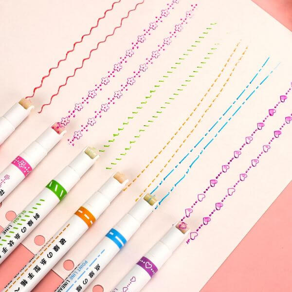 DUAL TIP PENS WITH 6 DIFFERENT CURVE SHAPES