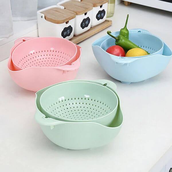 ROTATABLE DOUBLE LAYER DRAIN BASKET