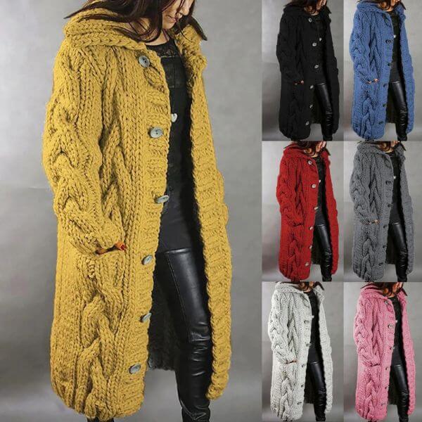KNITTED THICK-LINE JUMPER COAT