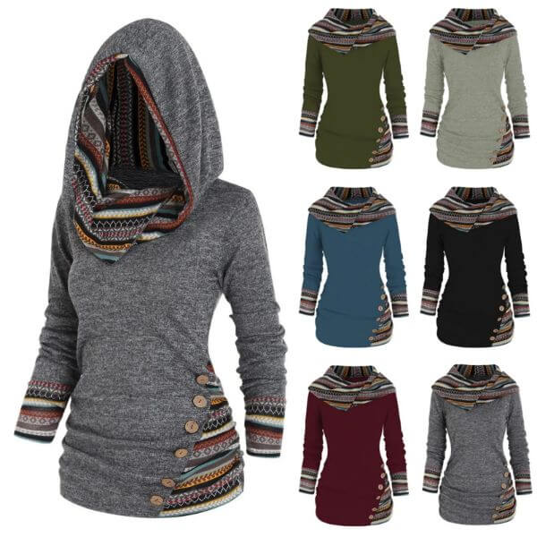 HOODED KNIT TOP LONG SLEEVE