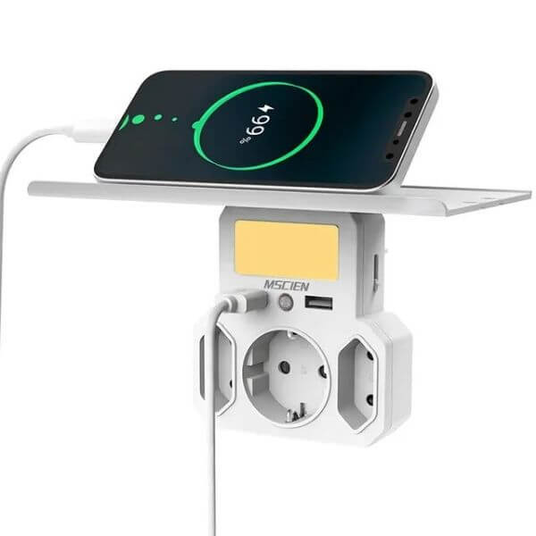 REMOVABLE SHELF POWER STRIP WALL OUTLET SOCKET
