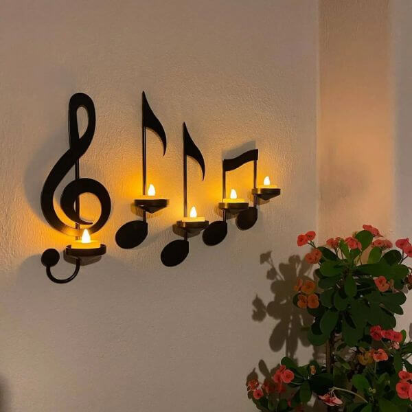 BLACK MUSIC NOTE WAL SCONCE SET