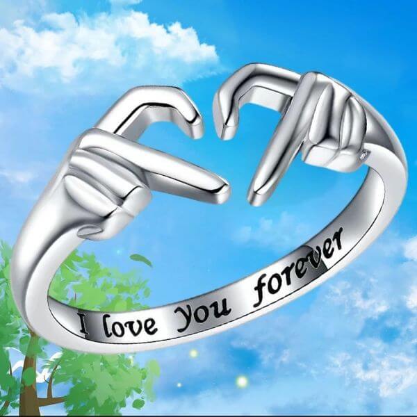 DOUBLE HAND HEART COUPLE RING