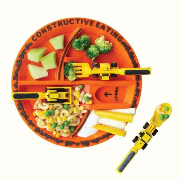 KIDS CONSTRUCTIVE EATING PLATE AND UTENSILS SET