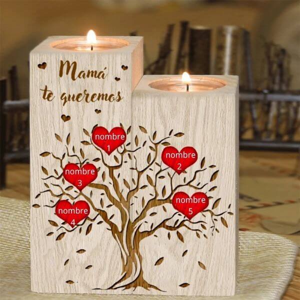 PERSONALIZED WOODEN PILLAR CANDLE