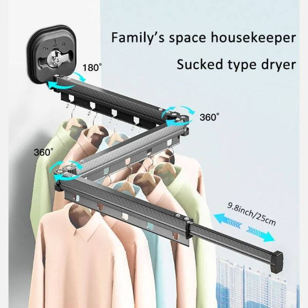 RETRACTABLE NO PUNCHING WALL MOUNTED CLOTHES HANGER
