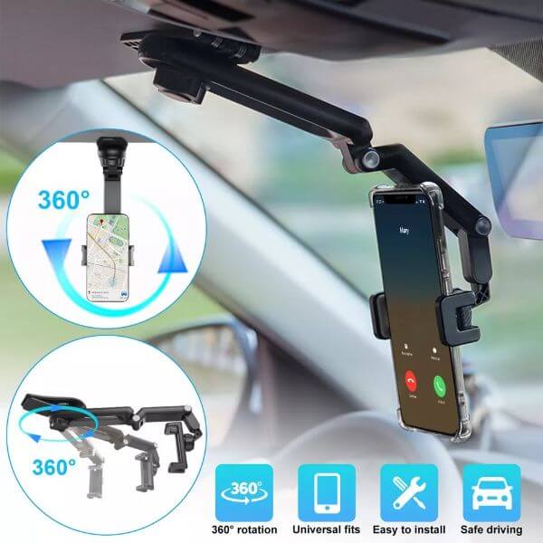 ROTATABLE AND RETRACTABLE CAR PHONE HOLDER