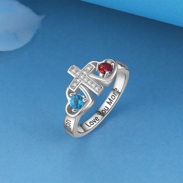 PERSONALIZED NAME FAITH BIRTHSTONE RING