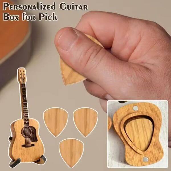 WOODEN ACOUSTIC GUITAR PICK BOX