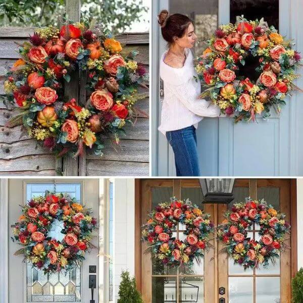 FALL PEONY AND PUMPKIN WREATH