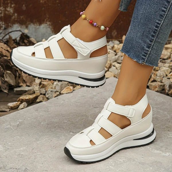 WOMEN’S HOLLOW OUT BREATHABLE PLATFORM WEDGE SANDALS SNEAKERS