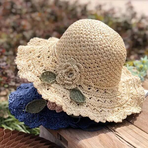 ELEGANT CROCHET STRAW HAT