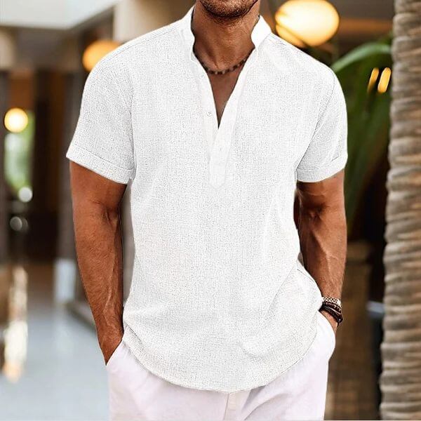 STAND COLLAR SHORT SLEEVE SHIRT