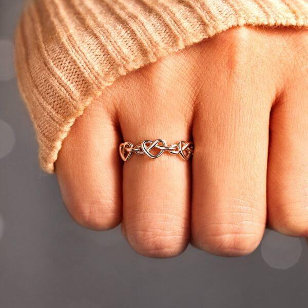 CONNECTED INFINITY HEART KNOT RING