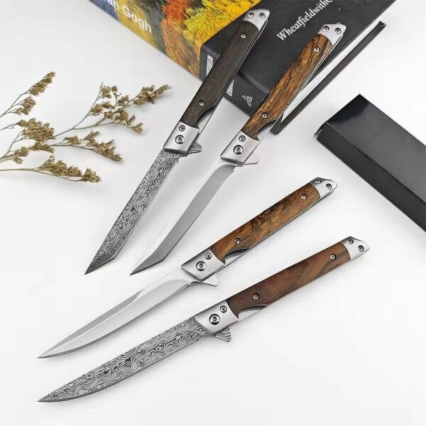 MINI DAMASCUS PATTERN FOLDING KNIFE