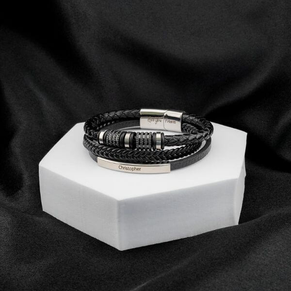 PERSONALIZED BRAIDED LEATHER BRACELET