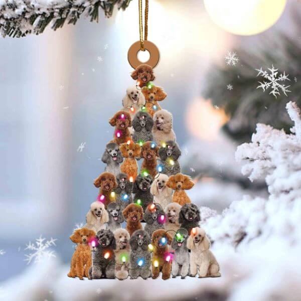 POODLE CHRISTMAS TREE HANGING ORNAMENT