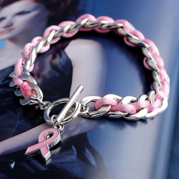 WEAVING PINK RIBBON BRACELET