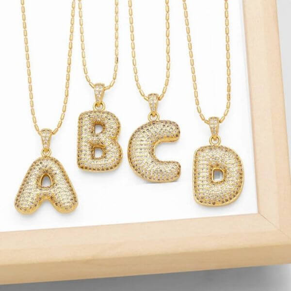 ZIRCONIA CRYSTAL LETTERS PENDANT NECKLACE