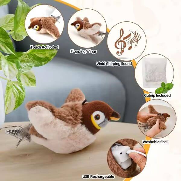 INTERACTIVE CHIRPING BIRD CAT TOY